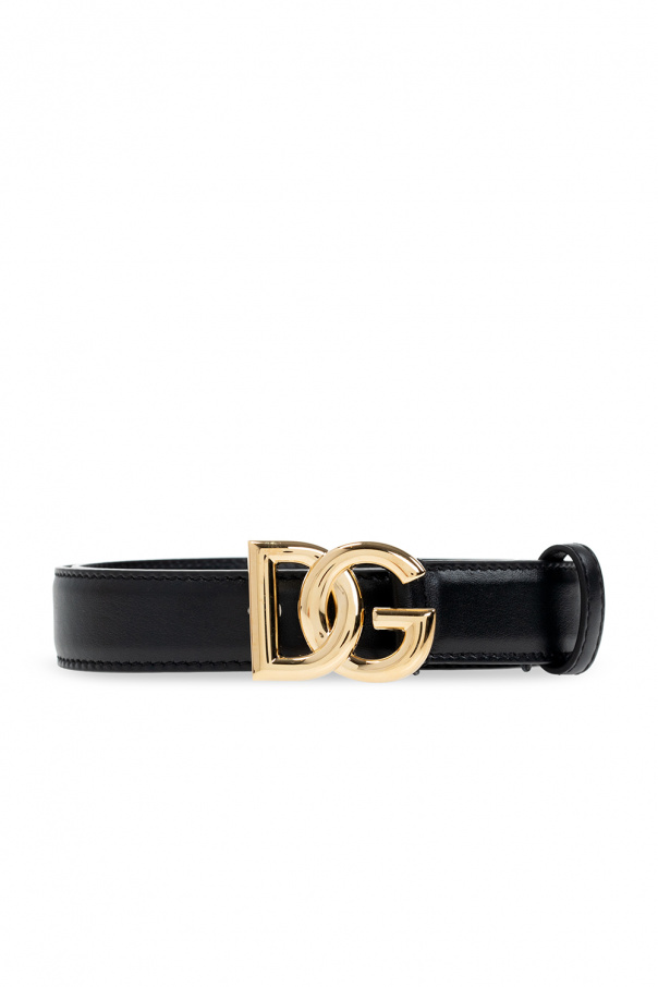 Gabbana Dresses Czarny - Leather belt with logo Dolce